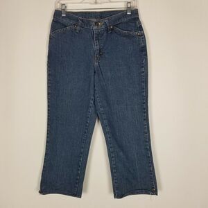 Riders by Lee Womens‎ Capri Jeans Size 8 Blue Denim Cropped Pants Distressed